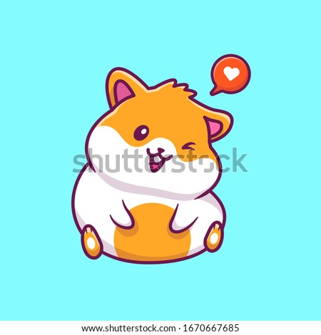 Cute Hamster Sitting Vector Icon Illustration. Hamster Mascot Cartoon Character. Animal Icon Concept White Isolated. Flat Cartoon Style Suitable for Web Landing Page, Banner, Flyer, Sticker, Card