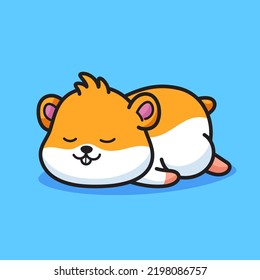 Cute hamster sleeping vector cartoon illustration