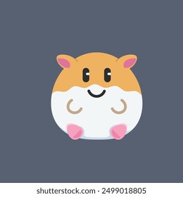 cute hamster with smile face in flat vector design.