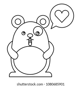 cute hamster with speech bubble and heart kawaii character
