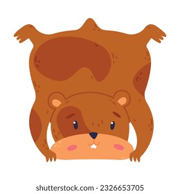 Cute hamster standing upside down, funny brown rodent pet animal cartoon vector illustration