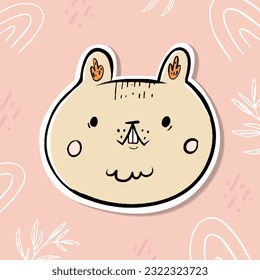 Cute hamster sticker. Cartoon animal character for kids.Bright colored childish vector illustration in cartoon style