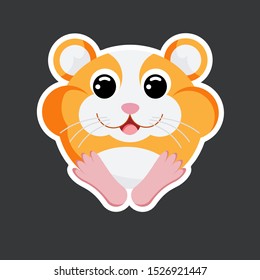 cute hamster sticker template in flat vector style 