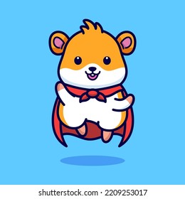 Cute hamster superhero mascot vector illustration