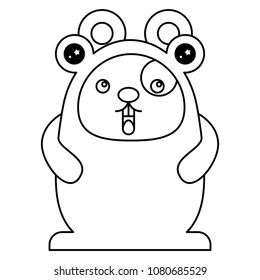 cute hamster with toad costume kawaii character