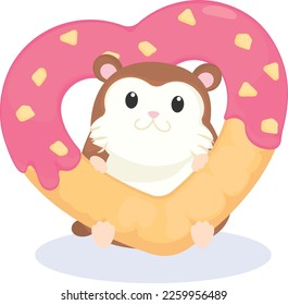 Cute Hamster und Valentine Donut