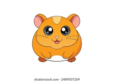 Cute Hamster Vector Illustration - Cartoon Line Art Clipart Design