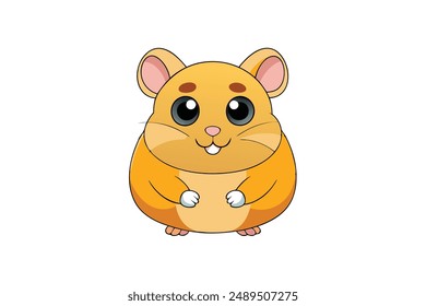 Cute Hamster Vector Illustration - Cartoon Line Art Clipart Design