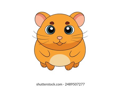 Cute Hamster Vector Illustration - Cartoon Line Art Clipart Design