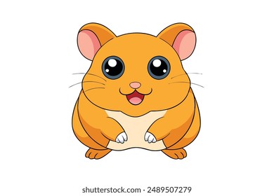 Cute Hamster Vector Illustration - Cartoon Line Art Clipart Design