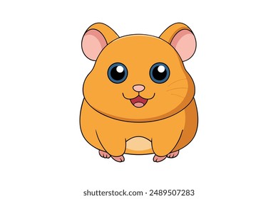 Cute Hamster Vector Illustration - Cartoon Line Art Clipart Design