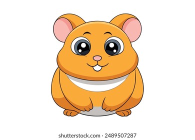 Cute Hamster Vector Illustration - Cartoon Line Art Clipart Design