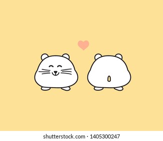 Cute hamster vector illustration. Front and back view.