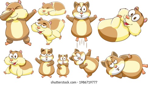 Cute hamster vector illustration with white background. 