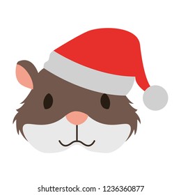 cute hamster with warm hat christmas