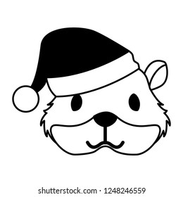cute hamster with warm hat christmas