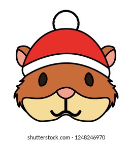 cute hamster with warm hat christmas