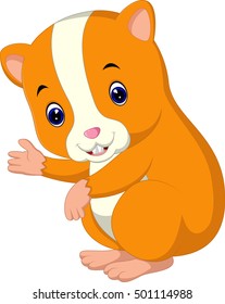 Cute hamster waving hand