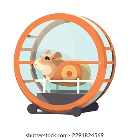 Cute Hamster in wheel icon isolated