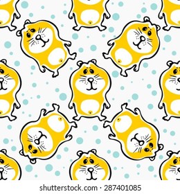 Cute  hamsters  on a white background. Seamless pattern.