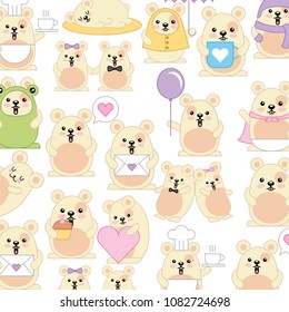 cute hamsters pattern kawaii character