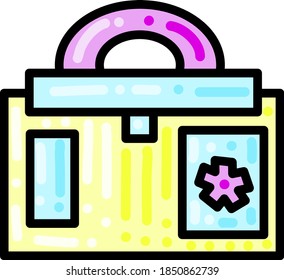 Cute hand bag, illustration, vector on white background