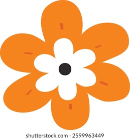 cute hand draw cartoon orange flower icon