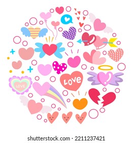 ็็็้Hearts cute with hand draw collection , vector illustration