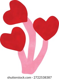 Niedliche Handzeichnung Verbundene rote Herzen Illustration