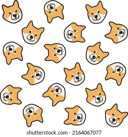 Cute hand draw doodle shiba inu head, can use for icon or cute pattern