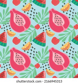 cute hand draw fruits seamless pattern colorful fruits