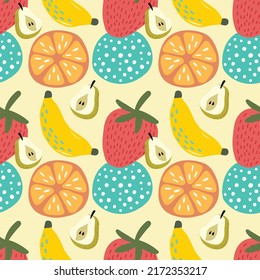 cute hand draw fruits seamless pattern colorful fruits