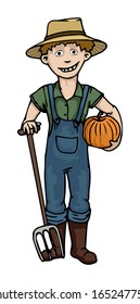cute, hand draw professional - farmer vector illustration 