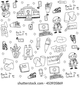 Cute hand draw school doodles vector arrt illustration