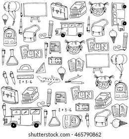 Cute hand draw school doodles for kids