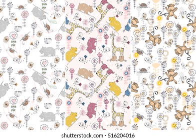Cute hand draw seamless pattern with animal