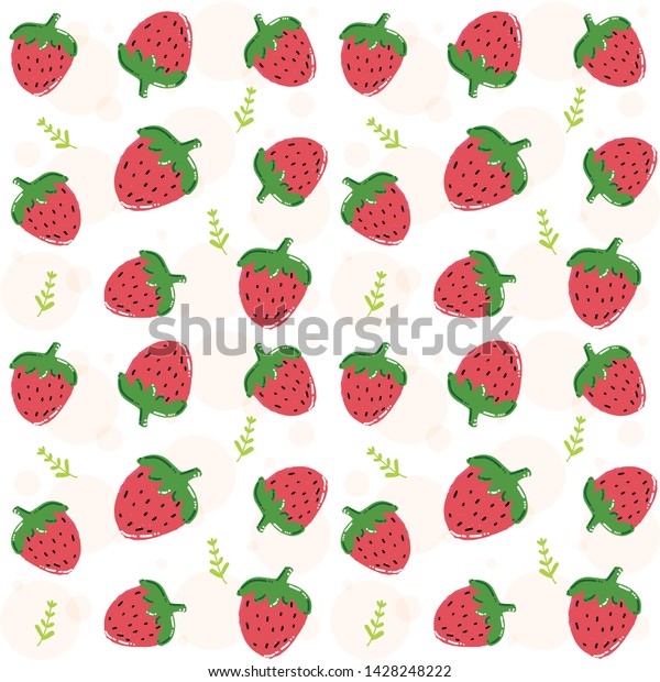 Cute Hand Draw Strawberry Pattern Seamless Stock Vector Royalty