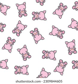 Dibujar mano corta Dibujar dibujos animados de felino Teddy Patrón fondo vector sin problemas