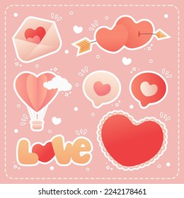cute hand draw valentine's day element, romantic love background
