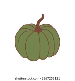 Cute hand drawin pumpkin. Autumn Halloween or Thanksgiving pumpkin. Colorful contour vector illustration.