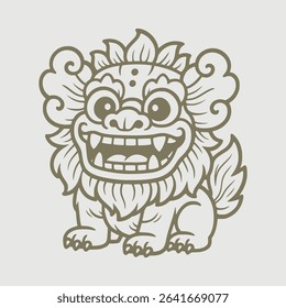 Cute hand drawing barong balinese