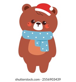 cute hand drawing cartoon bear. cute bear drawing for christmas sticker, winter animal