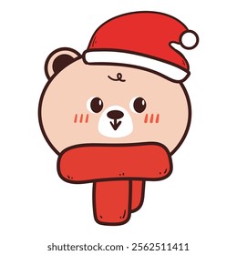 cute hand drawing cartoon bear. cute bear drawing for christmas sticker, winter animal