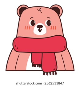 cute hand drawing cartoon bear. cute bear drawing for christmas sticker, winter animal