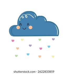 Cute hand drawing cartoon blue clouds character