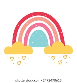 Nette Hand Zeichnen Cartoon Boho Regenbogen. Nette Himmel Element Aufkleber, Doodle