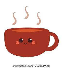 cute hand drawing cartoon a cup of hot beverage. cute drink sticker, doodle