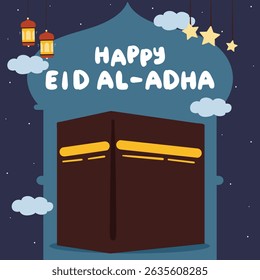 Dibujo a mano lindo de dibujos animados para el día de Eid al Adha. Dibujo de Eid para tarjeta, Fondo de pantalla y fondo