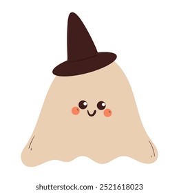 cute hand drawing cartoon ghost for halloween. cute halloween drawing for sticker, icon