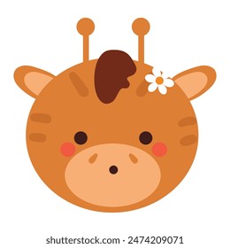 cute hand drawing cartoon giraffe. cute animal sticker, doodle